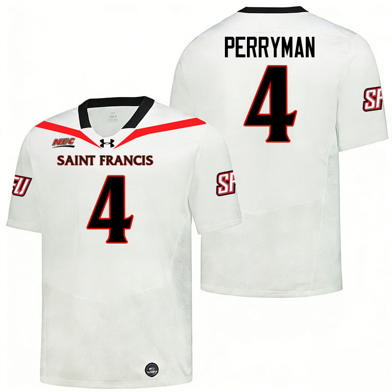 Saint Francis Red Flash #4 Jahmil Perryman College Football Jerseys,Uniforms Stitched-White